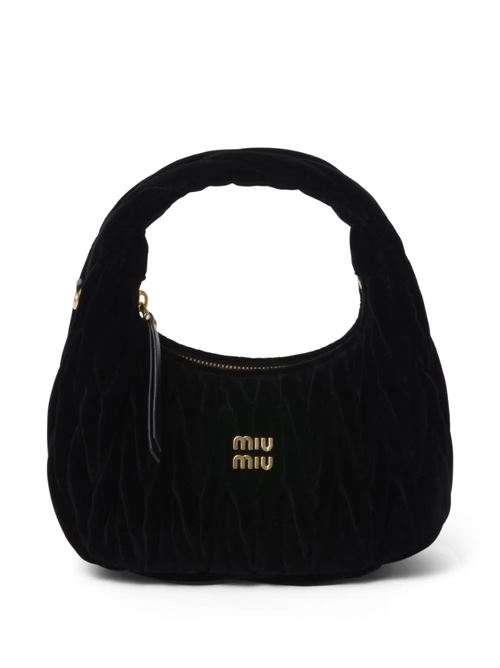 Black velvet matelassé effect bag Miu Miu | 5BC125V-OOY2EOMF0002